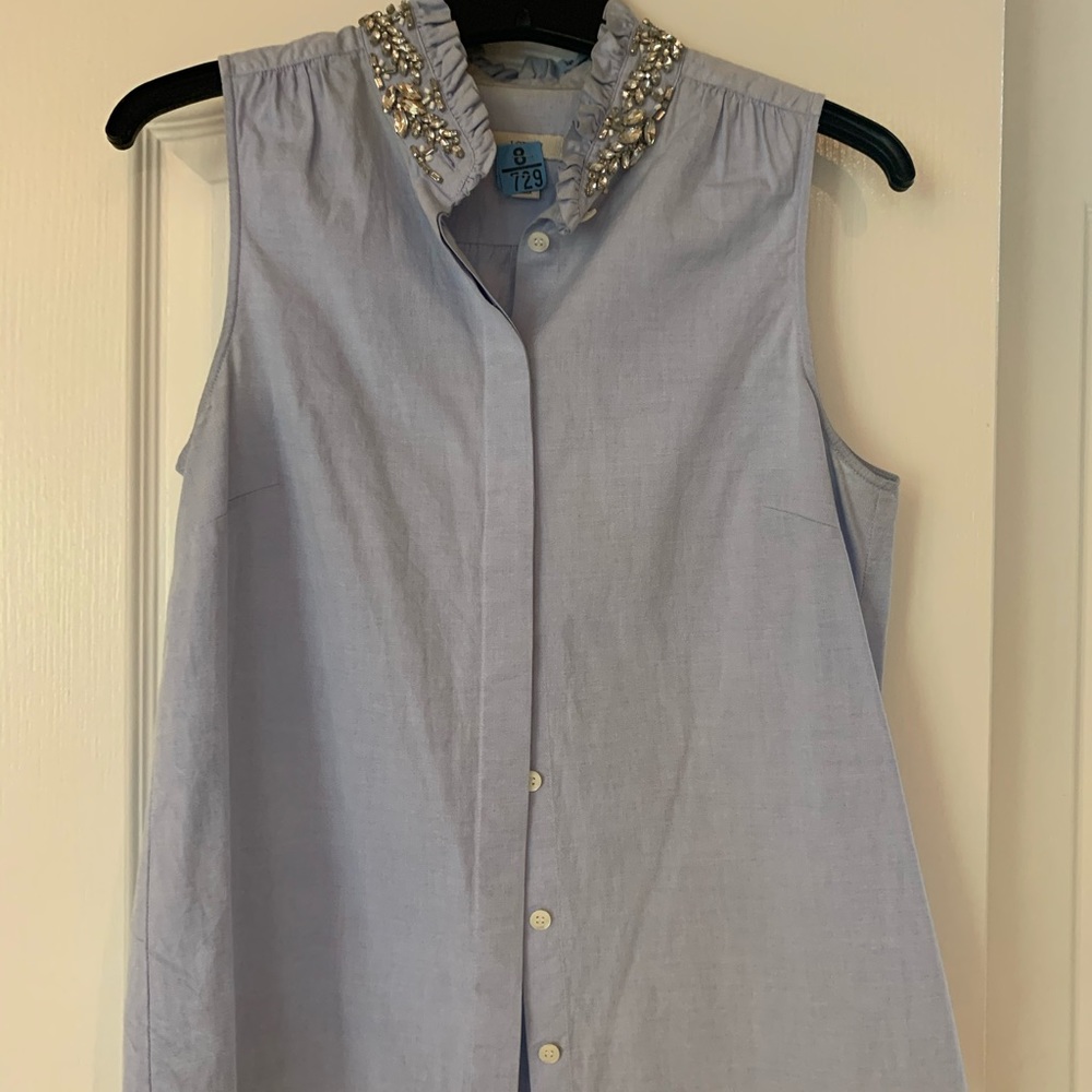 Jcrew sleeveless dress shirt with beaded neck!